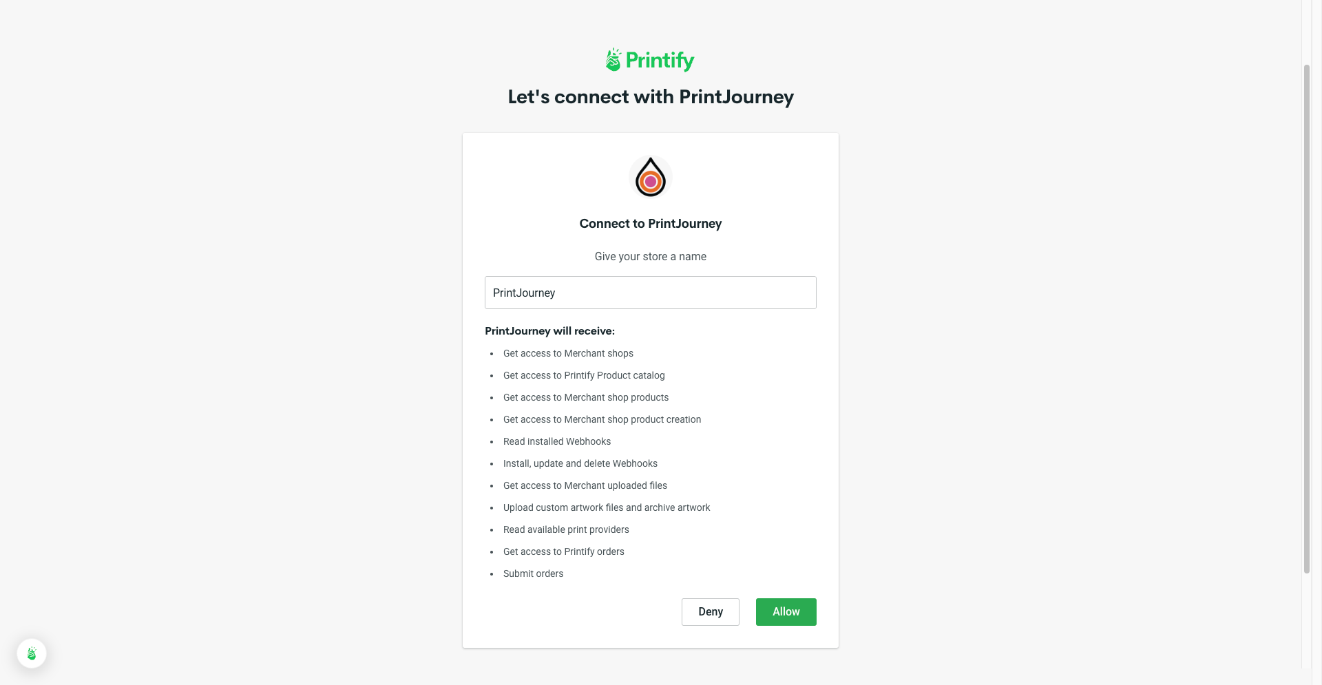 PrintJourney Integrating Printify Oauth